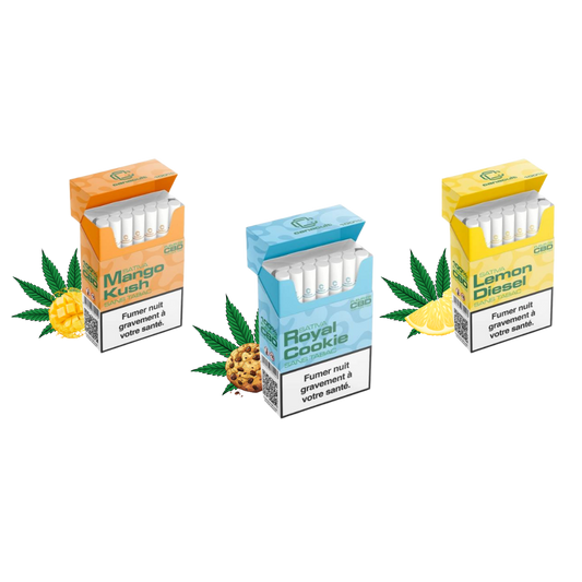 Cigarettes CBD Mango Kush, Royal Cookie, Lemon Diesel - La main verte - CBD