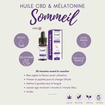 Huile de CBD Mélatonine Sommeil HexaSOM® Hexa3 - La main verte - CBD